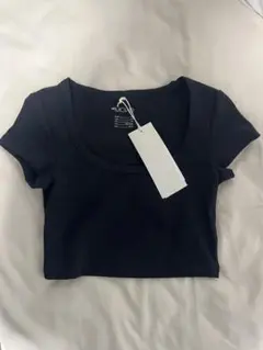 H&M MOVE クロップド丈 半袖トップス ブラック XS
