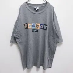 リーボック|メンズ ロゴプリント Tシャツ【L】クルーネック 綿100% グレー