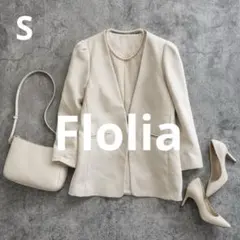 n402【Flolia】ノーカラージャケット タックショルダー オフィス 入学式のサムネイル