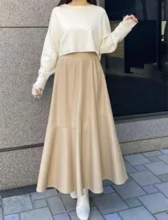 cocodeal エコレザーフレアスカート