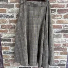 Dessin デッサン　グレー系チェック フレアスカート　ロング