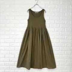 ケービーエフ/F/カーキ/ノースリーブギャザーワンピース/ロング/フレア/春夏