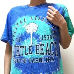 USA製デスティネーションズ マートルビーチ 総柄 Tシャツ タイダイ 古着