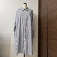 [美品]STACLO シャツワンピース　ストライプ　ホワイト　ネイビー