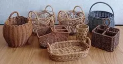 洗えるフェイクラタンのミニバスケット等の8点セット