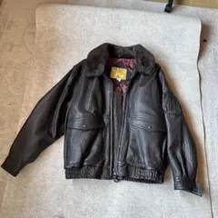 コゲ茶レザージャケット ファー付き