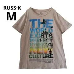 RUSS·K M 半袖 Tシャツ ベージュ デカロゴ プリント サーフ ラスケーのサムネイル