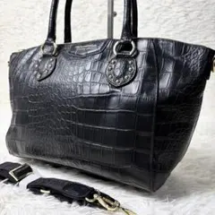 未使用品　モーダプリンチペ　クロコ型押し　トートバッグ　2way ブラック