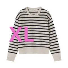 無印良品 婦人 洗えるウール クルーネックセーター オートミールボーダー XL