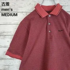 古着 NIKE GOLF ナイキゴルフ ポロシャツ 刺繍ロゴ シンプル 赤 M