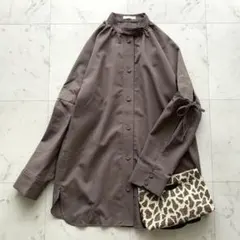 極美品 ドゥーズィエムクラス リネン 麻 100％ シャツ ブラウン 半袖