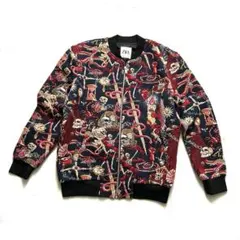 ZARA総柄ジャガード織りブルゾンジャケットスカル蛇太陽蠍立体