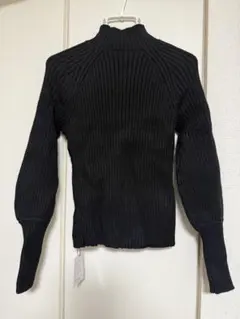 【新品タグ付き】ハイネックリブニットトップス[rut741] ブラック M