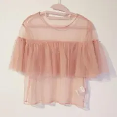 Ray BEAMS❁ピンク シアー チュール フリル 半袖 トップスのサムネイル