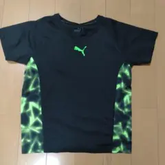 PUMA キッズ 半袖Tシャツ ブラック 蛍光グリーン