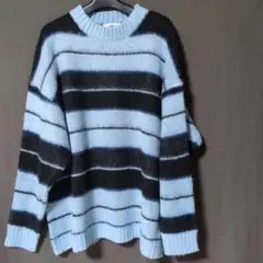 WEGO 青黒ストライプ 長袖ニット M