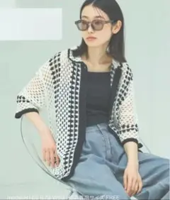 LAKOLE♡透かし編みニットカーディガン 半袖のサムネイル