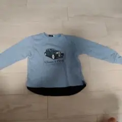 eBe 水色と黒 車プリント 薄手トレーナー