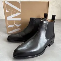 【Ss様】ZARA 極美品 サイドゴアブーツ レザー 革靴 黒【26.4cm】