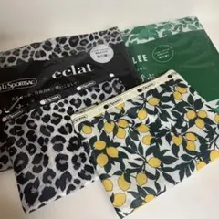LESPORTSAC ポーチ大 レオパード レモン
