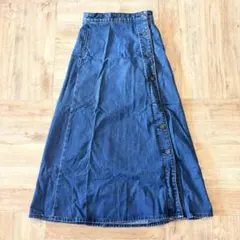 人気完売商品　GU ジーユー　デニムサイドボタンロングスカート　S ボタン付き