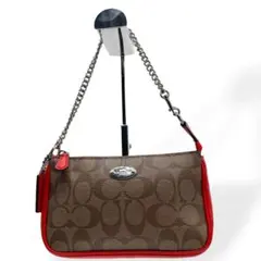 極美品　COACH コーチ　シグネチャー チェーンショルダー ハンドバッグ
