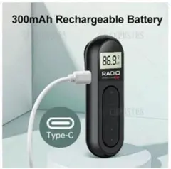 MI03　USB充電式　ワイドFM　ポケットラジオ　ディスプレイ　USB-C充電