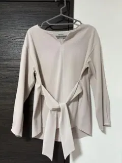 【nano universe】ベージュ リボン付き 長袖ブラウス