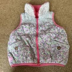 花柄ピンクフリースベスト2wayリバーシブル100㎝