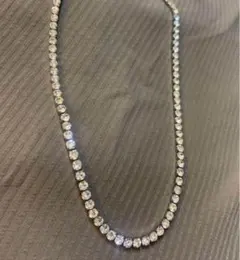 光り輝くczダイヤモンドテニスチェーン　ネックレス50cm 45cm シルバー