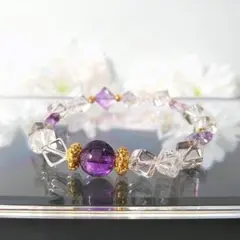 アメジスト ブレスレット　 薔薇（バラ）彫刻 誕生石 内径17ｃｍ　天然石