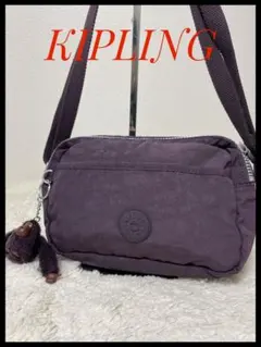 KIPLING キプリング ショルダーバッグ パープル モンキーチャーム付 斜めのサムネイル