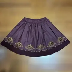 axes femme クラウン刺繍 フレアスカート ひざ丈 エンジ