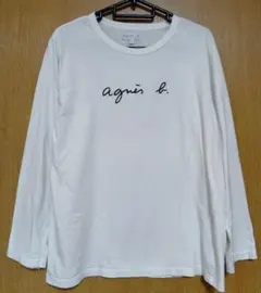 アニエスベー agnes b. ロゴ長袖Tシャツ ホワイト3 フェード