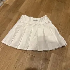 ホワイト プリーツスカート ゴムウエスト