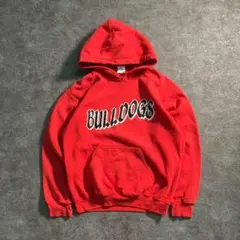 6AS2 BULLDOGS ロゴ刺繍パーカー　赤　S 古着used