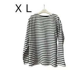 ネイビー/ホワイトストライプ 長袖Tシャツ XL