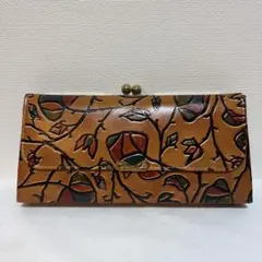 昭和レトロ がま口クラッチバッグ 型押し 花柄 ヴィンテージ アンティーク