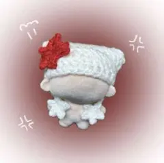 怒り ぬい服 ぬいぐるみ ちびぐるみ 白 猫耳ニット帽 編み物 ハンドメイド