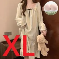 【62-2】黄・ナイトウェア・ルームウェア・ネグリジェ・XL