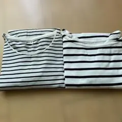 ストライプ長袖，七部カットソー2枚セット