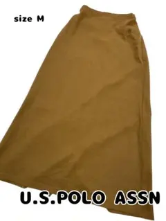 U.S.POLO ASSN ブラウン　ロングスカート　刺繍　M