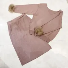 マイストラーダ　袖ファーセットアップ　ニット　ベルト　スカート　セット