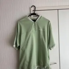 HUFスウェット　ハーフジップ 半袖 グリーン[目立った傷や汚れ無し]