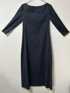 TABASA 36 七分袖 ロングワンピース 《 黒 タバサ 》