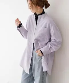 frames RAY CASSIN カラーストライプバンドカラーオーバーシャツのサムネイル