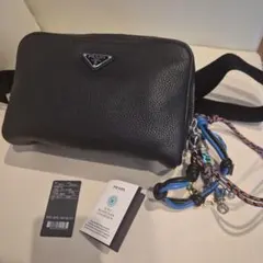 PRADA】2wayバッグ ブラック レザー 三角ロゴ シルバー金具 自立 