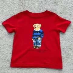 美品 ポロ ラルフローレン 半袖 Tシャツ ポロベア レッド系 サイズ100