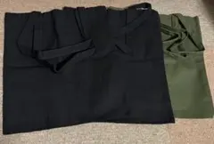 無地　トートバッグ　ブラック　カーキ　3点セット