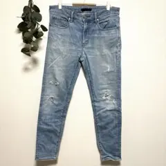 MENS UNIQLOJEANS ユニクロ ライトブルースキニーデニム ダメージ